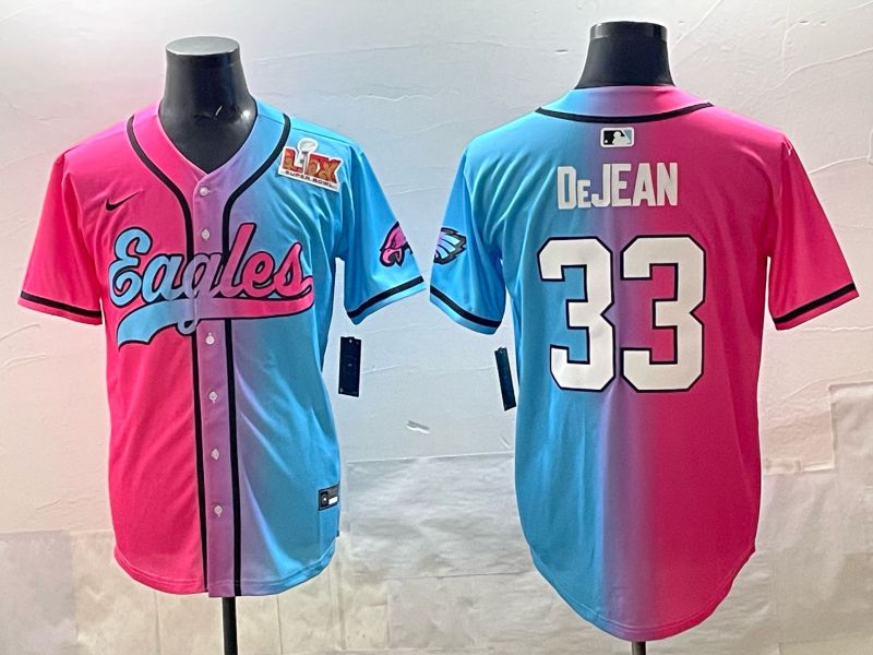 Men 2025 Philadelphia Eagles #33 Dejean Blue pink Nike Limited NFL Jersey style 06